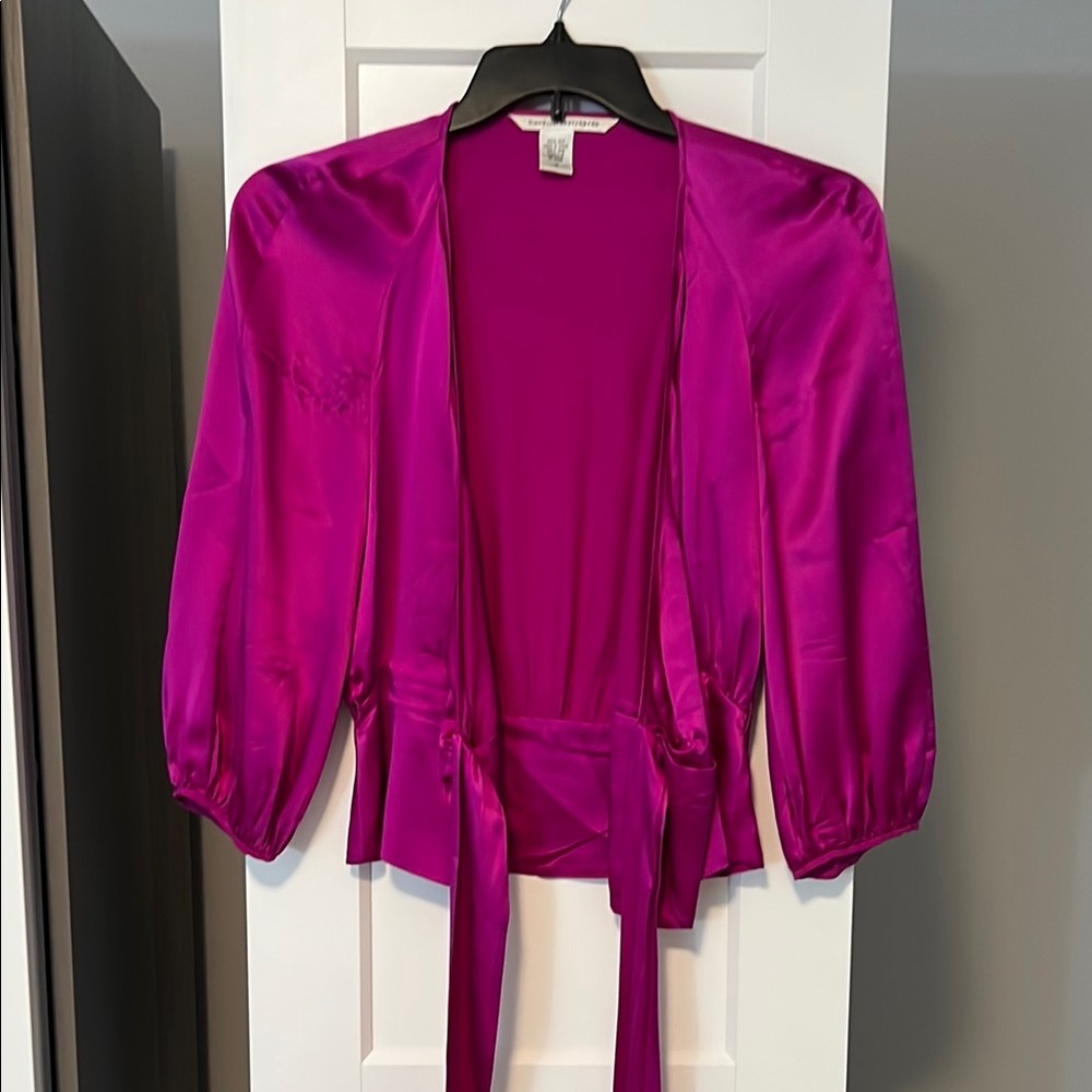 Diane Von Furstenberg Magenta Satin Top